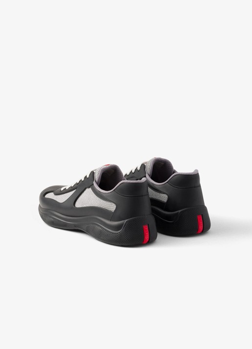 Prada America's Cup sneaker met mesh details - achterkant 7 zwart