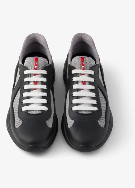Prada America's Cup sneaker met mesh details - detail 4 zwart
