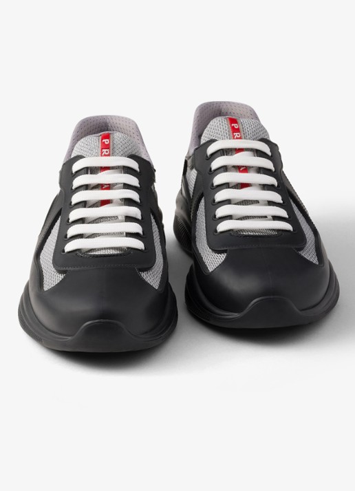 Prada America's Cup sneaker met mesh details - detail 5 zwart