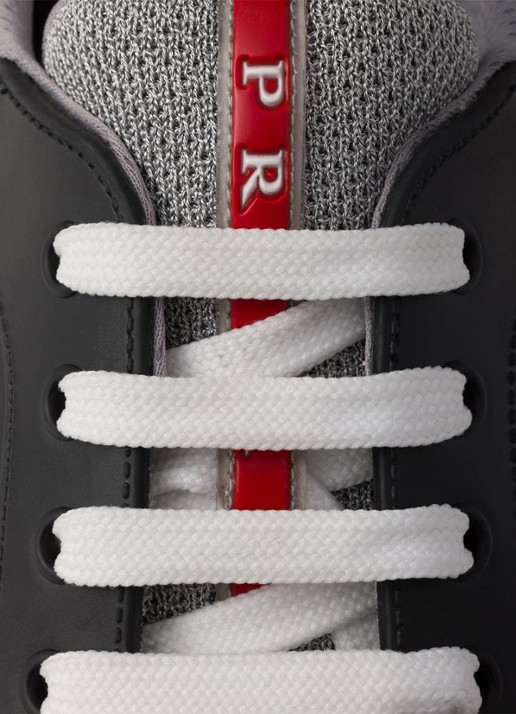 Prada America's Cup sneaker met mesh details - detail 6 zwart