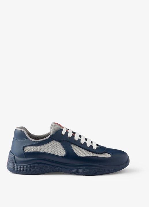 Prada America's Cup sneaker met mesh details - voorkant 2 donkerblauw