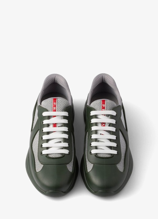 Prada America's Cup sneaker met mesh details - detail groen