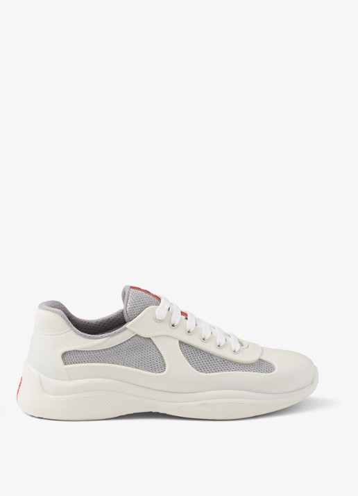 Prada America's Cup sneaker met mesh details - voorkant 4 wit