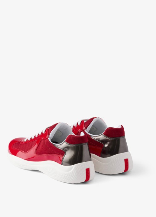 Prada America's Cup sneaker van mesh met details van lakleer - achterkant 6 rood