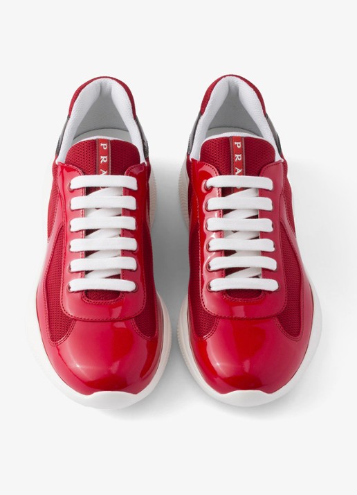 Prada America's Cup sneaker van mesh met details van lakleer - detail 3 rood