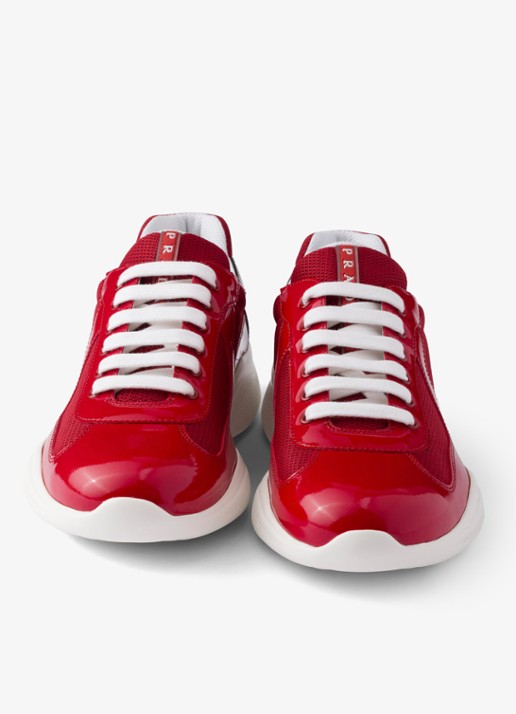 Prada America's Cup sneaker van mesh met details van lakleer - detail 4 rood