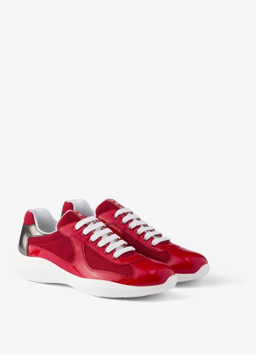 Prada America's Cup sneaker van mesh met details van lakleer - voorkant 2 rood