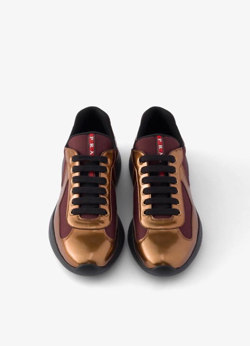 Prada America's Cup sneaker van mesh met metallic finish - detail 3 goud