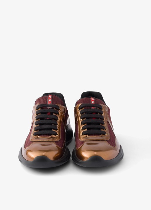 Prada America's Cup sneaker van mesh met metallic finish - detail 4 goud
