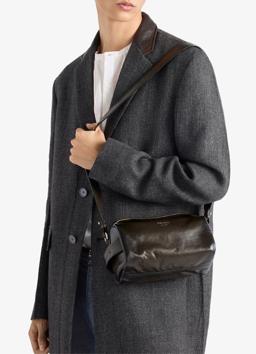Prada Antiqued handtas van kalfsleer - voorkant 2 legergroen