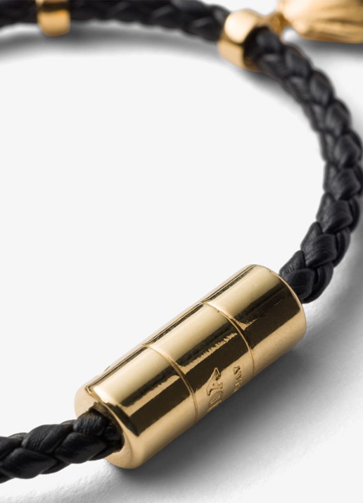 Prada Armband van leer met bedels - detail 3 zwart