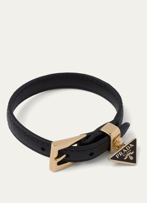 Prada Armband van leer met hanger - detail 3 zwart
