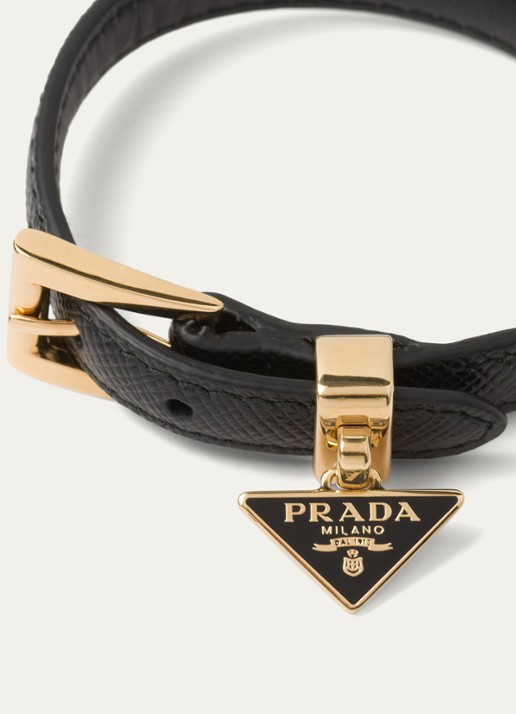 Prada Armband van leer met hanger - voorkant 2 zwart