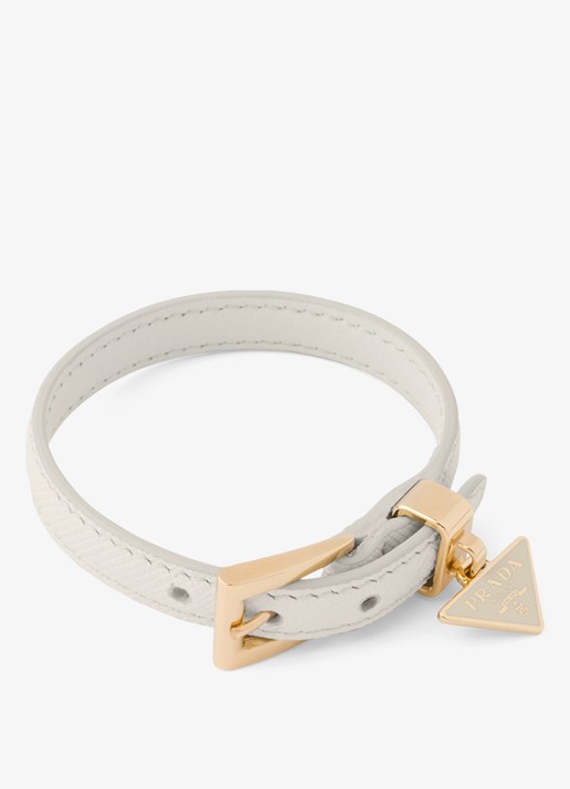 Prada Armband van leer met hanger - detail 3 gebroken wit
