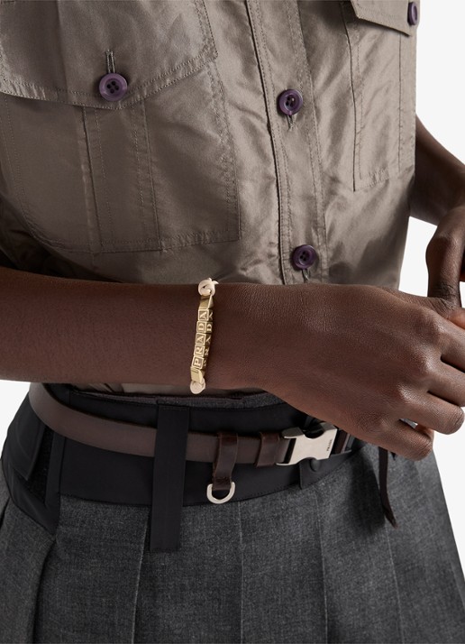 Prada Armband van leer met logo - voorkant 3 oudroze