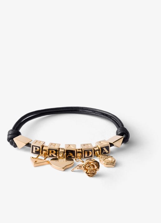 Prada Armband van leer met logo