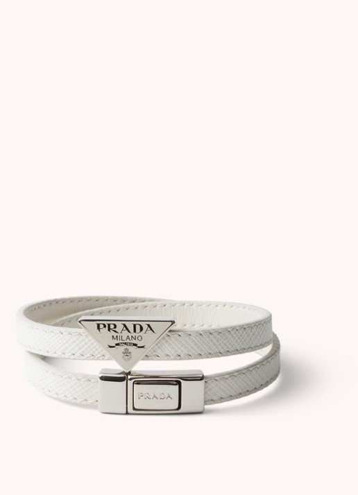 Prada Armband van leer met logo - voorkant wit