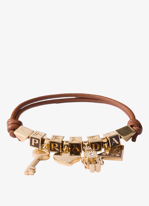 Prada Armband van leer - voorkant 2 bruin