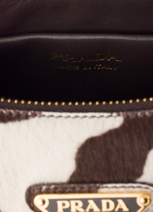 Prada Arqué Mini schoudertas van kalfsleer met ponyhair - detail 6 donkerbruin