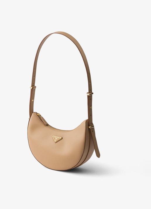 Prada Arqué Small schoudertas van kalfsleer - voorkant 2 beige