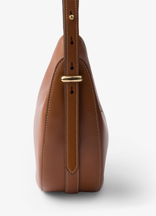 Prada Arqué Small schoudertas van kalfsleer - detail bruin