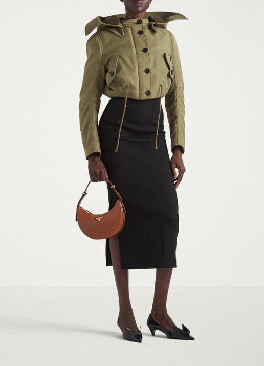 Prada Arqué Small schoudertas van leer - voorkant 2 bruin