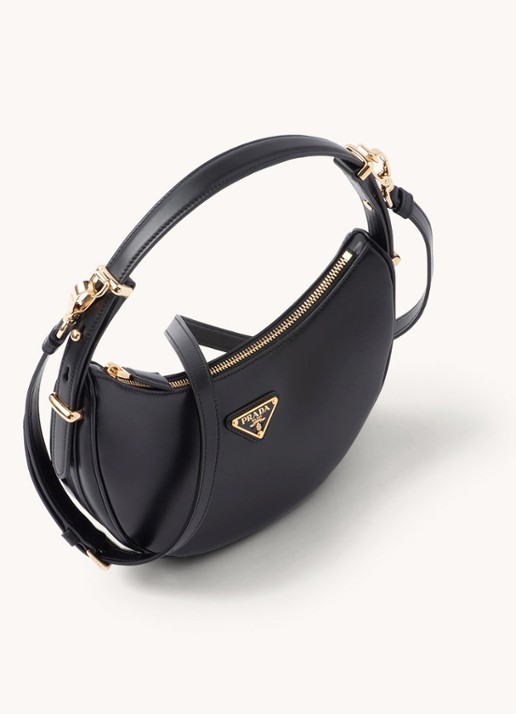 Prada Arqué Small schoudertas van leer - achterkant zwart