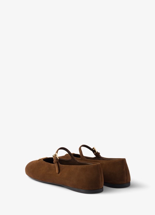 Prada Ballerina van geitensuède - achterkant 3 bruin