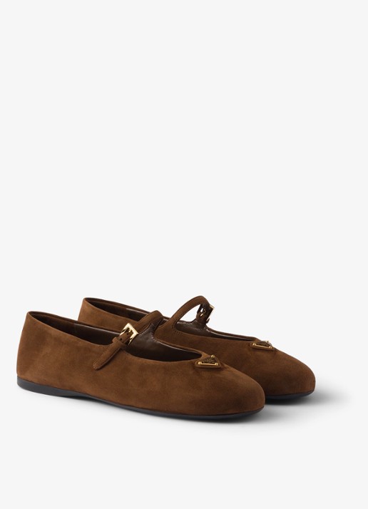 Prada Ballerina van geitensuède - voorkant 2 bruin