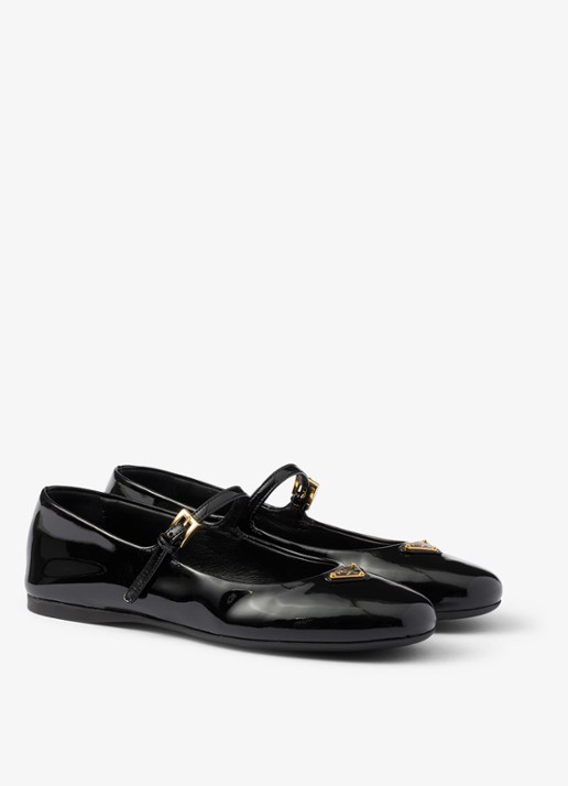 Prada Ballerina van lakleer - voorkant zwart