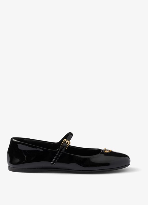 Prada Ballerina van lakleer - voorkant 2 zwart