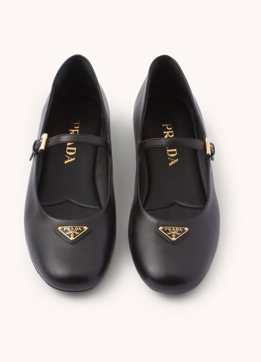 Prada Ballerina van leer met logo - achterkant 3 zwart