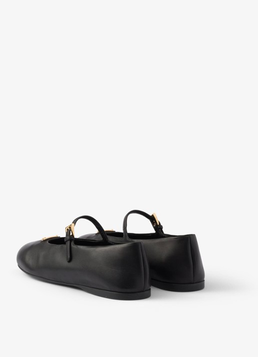 Prada Ballerina van leer - achterkant zwart