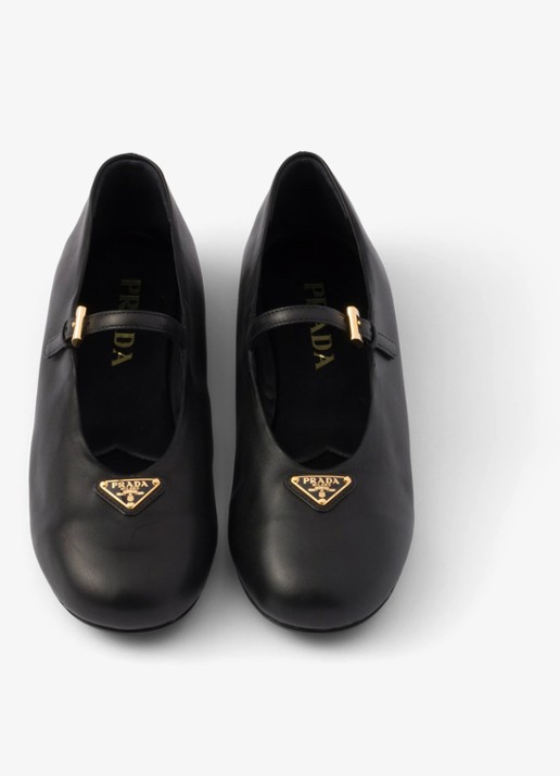 Prada Ballerina van leer - detail 4 zwart