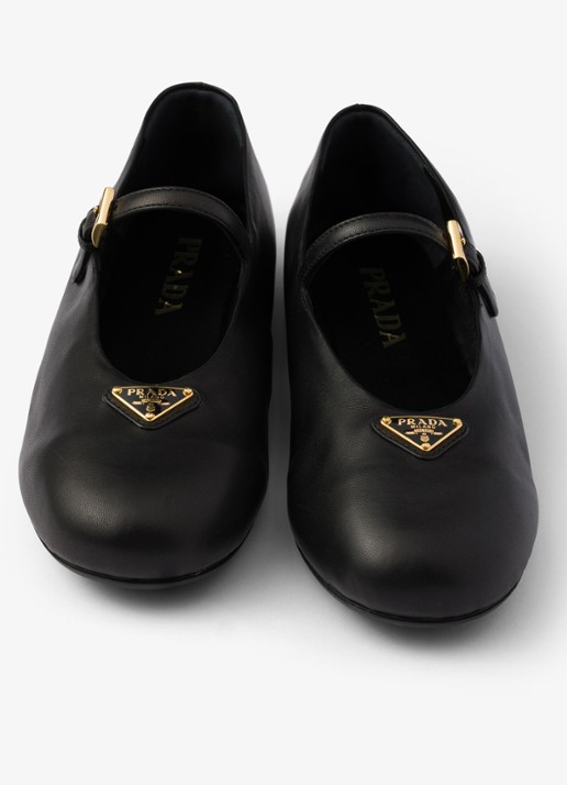 Prada Ballerina van leer - detail 2 zwart