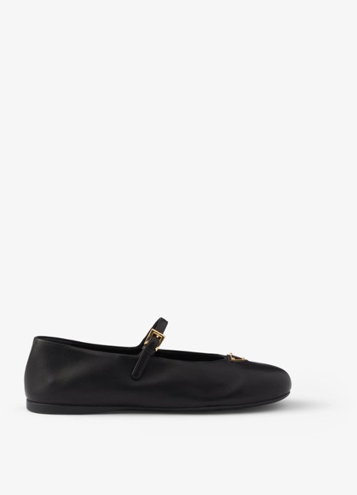 Prada Ballerina van leer - voorkant 2 zwart