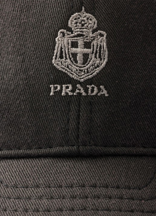 Prada Baseball pet met logoborduring - detail 2 zwart