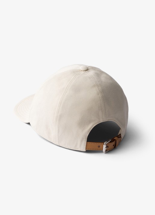 Prada Baseball pet met logoborduring - detail gebroken wit