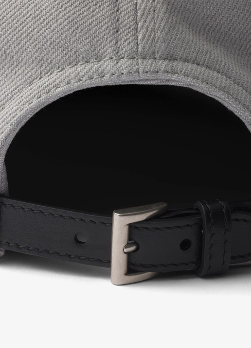 Prada Baseball pet van denim met logoborduring - achterkant 2 lichtgrijs