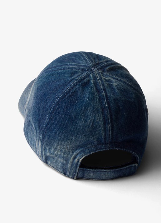 Prada Baseball pet van denim met verwassen afwerking - achterkant 2 indigo
