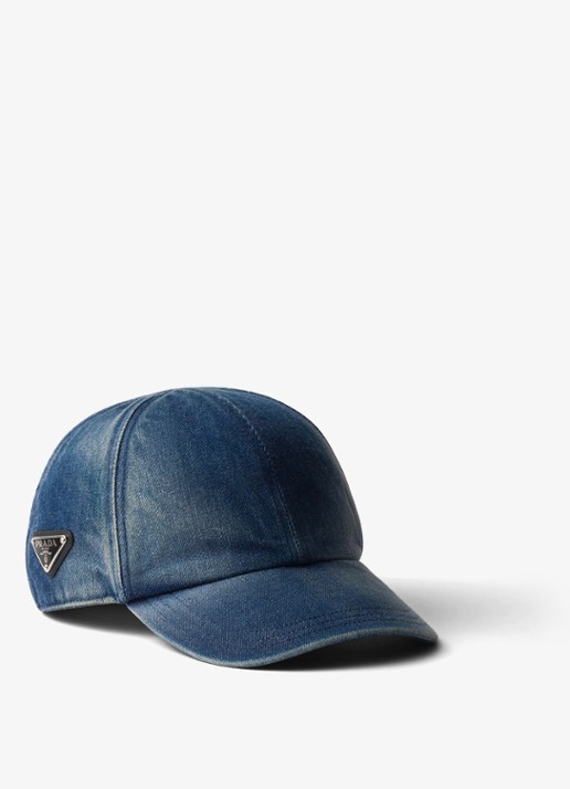 Prada Baseball pet van denim met verwassen afwerking