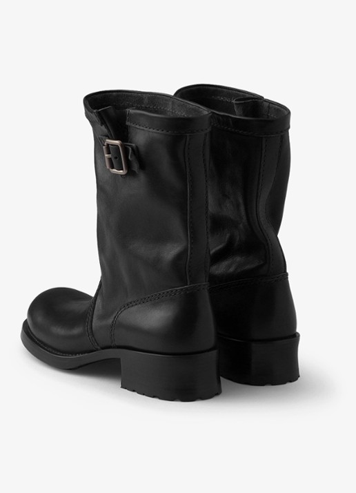 Prada Biker boot van kalfsleer - achterkant 6 zwart
