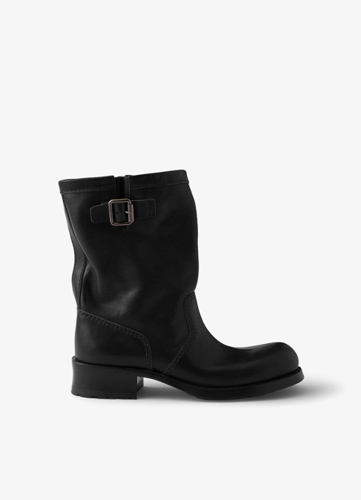 Prada Biker boot van kalfsleer - voorkant zwart