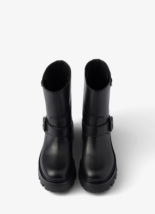 Prada Biker boot van leer - detail 4 zwart