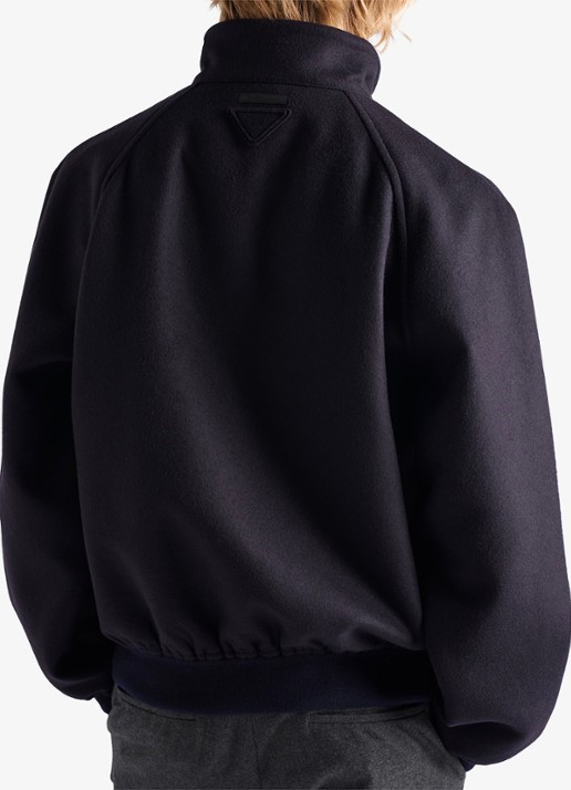 Prada Bomberjack in kasjmierblend - detail 5 donkerblauw