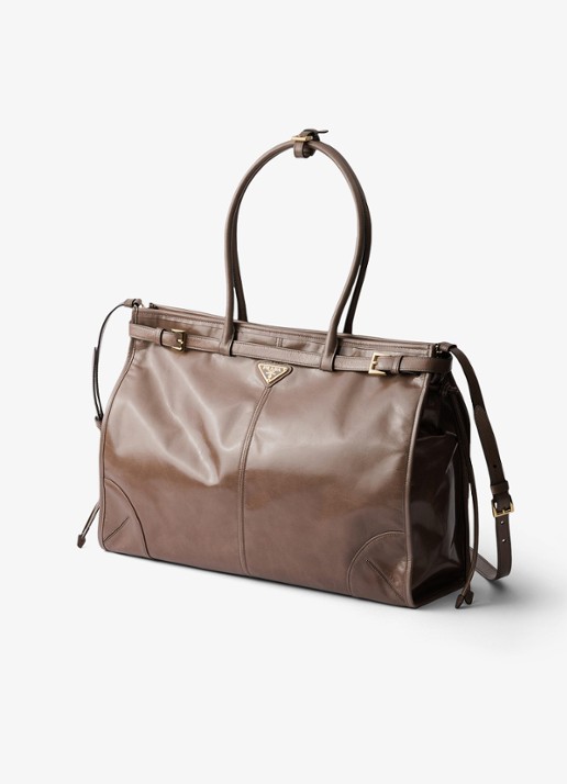 Prada Bonnie Extra-Large schoudertas van kalfsleer - voorkant 2 taupe