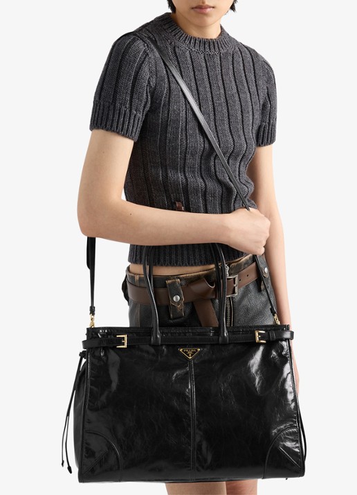 Prada Bonnie Extra-Large schoudertas van kalfsleer - detail 3 zwart