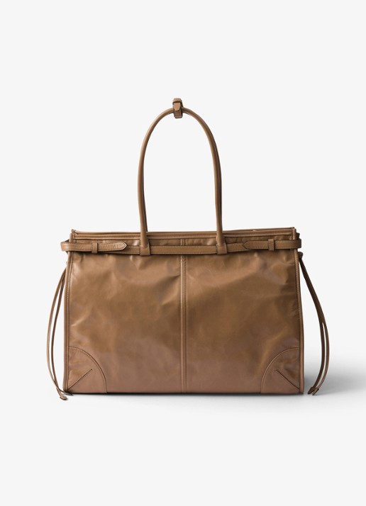 Prada Bonnie Extra-Large schoudertas van kalfsleer - achterkant 3 lichtbruin