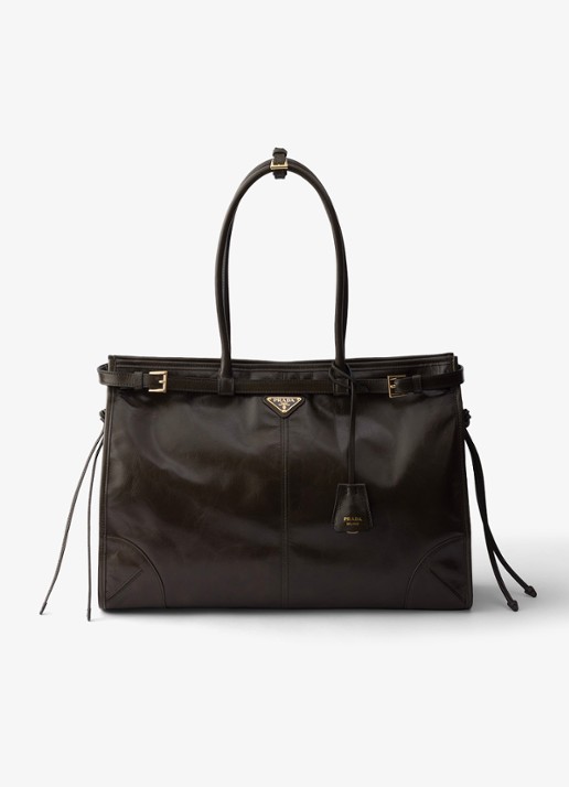 Prada Bonnie Extra-Large schoudertas van kalfsleer - voorkant groen