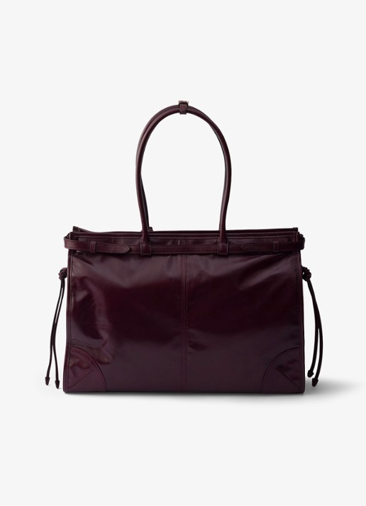 Prada Bonnie Extra-Large schoudertas van kalfsleer - achterkant 7 bordeauxrood
